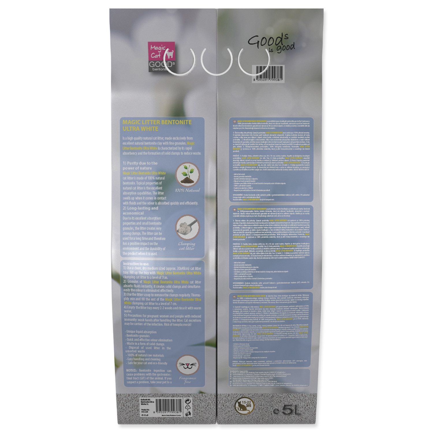 Kočkolit Magic Litter Bentonite Ultra White 5l/4,4kg-KS