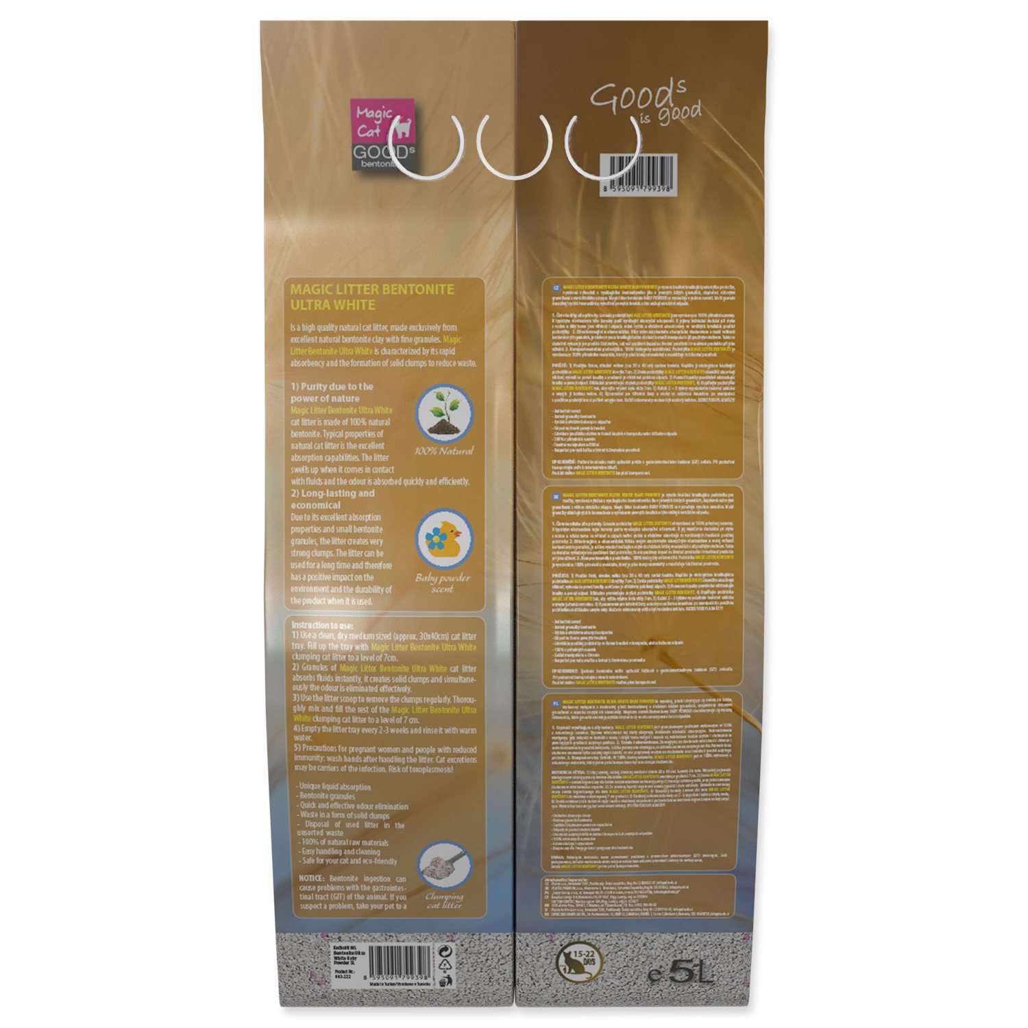 Kočkolit Magic Litter Bentonite Ultra White Baby Powder 5L/4,4kg-KS