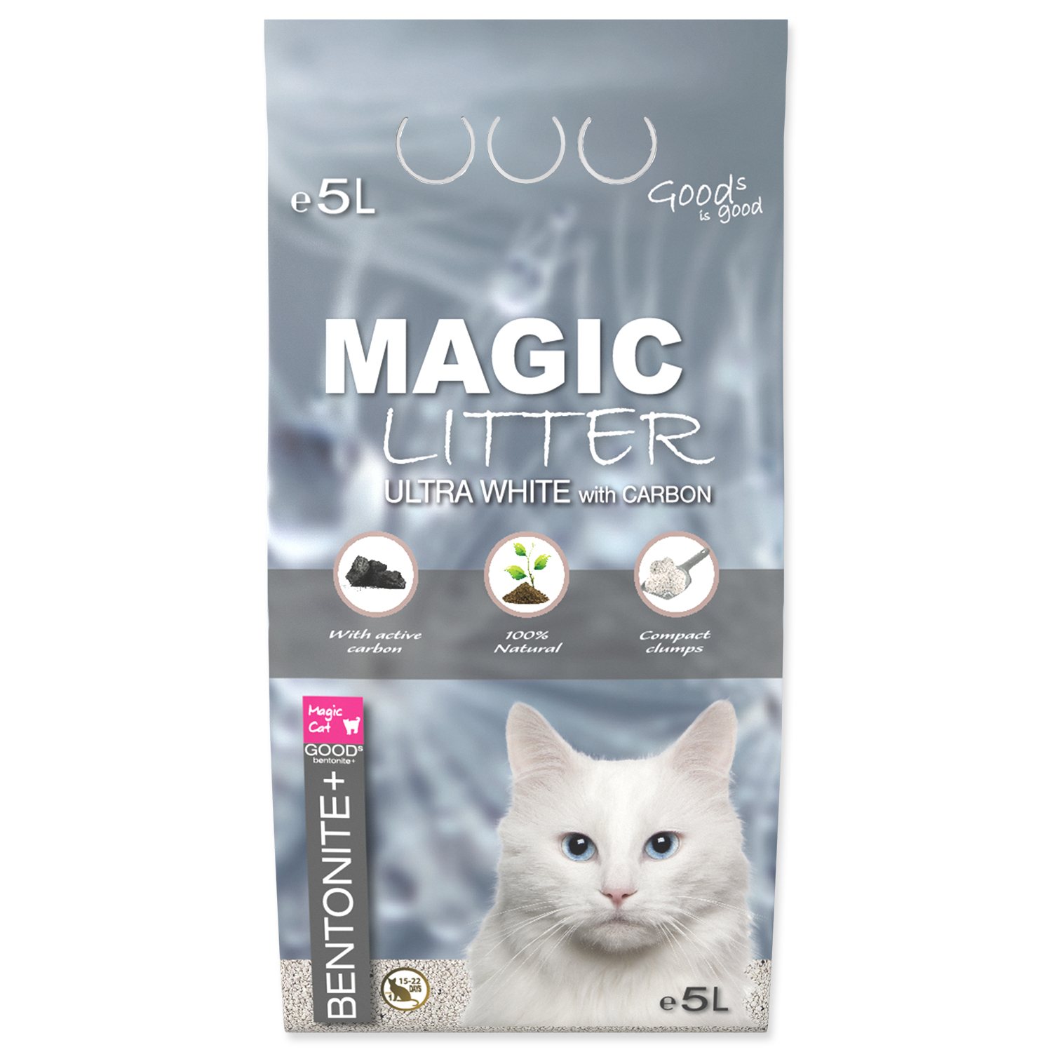 Kočkolit Magic Litter Bentonite Ultra White with Carbon 5L/4,4kg-KS