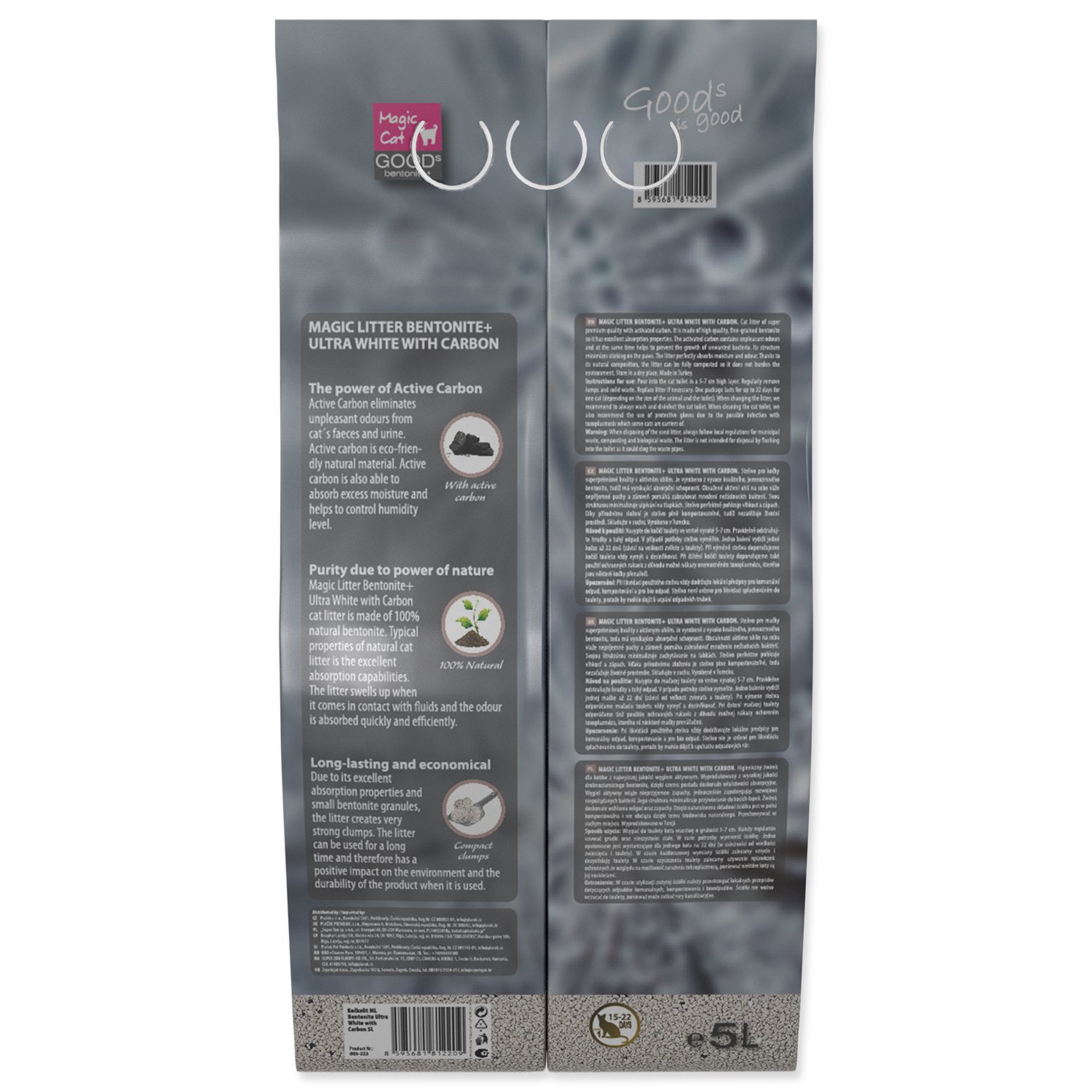 Kočkolit Magic Litter Bentonite Ultra White with Carbon 5L/4,4kg-KS