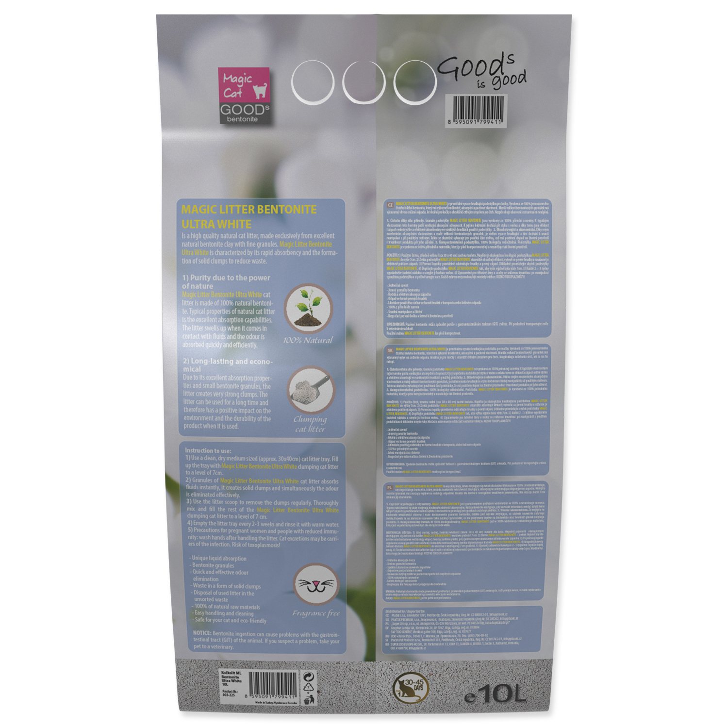 Kočkolit Magic Litter Bentonite Ultra White 10L/9kg-KS