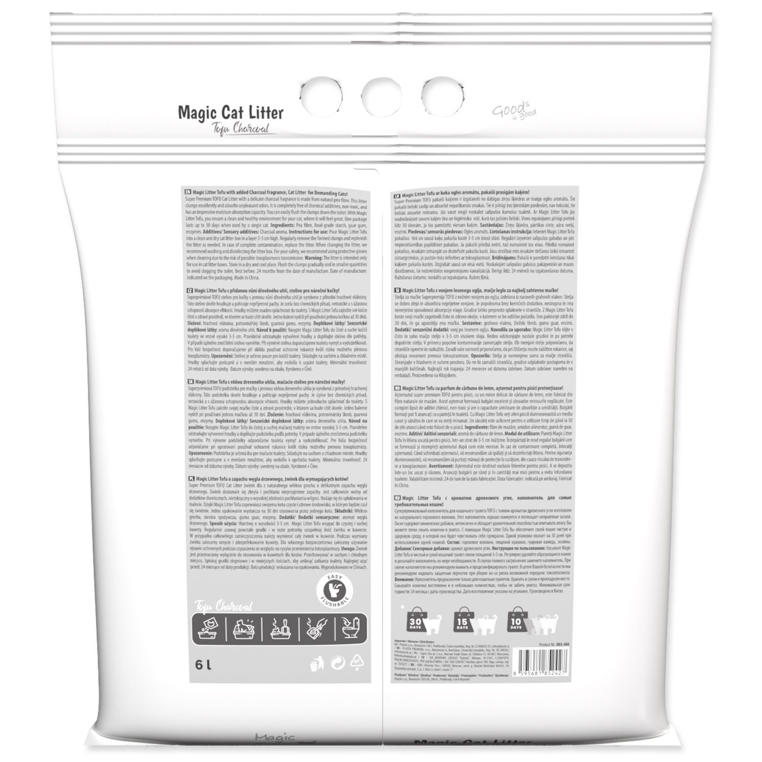 Stelivo Magic Litter Tofu dřevěné uhlí 2,7kg/ 6l-KS