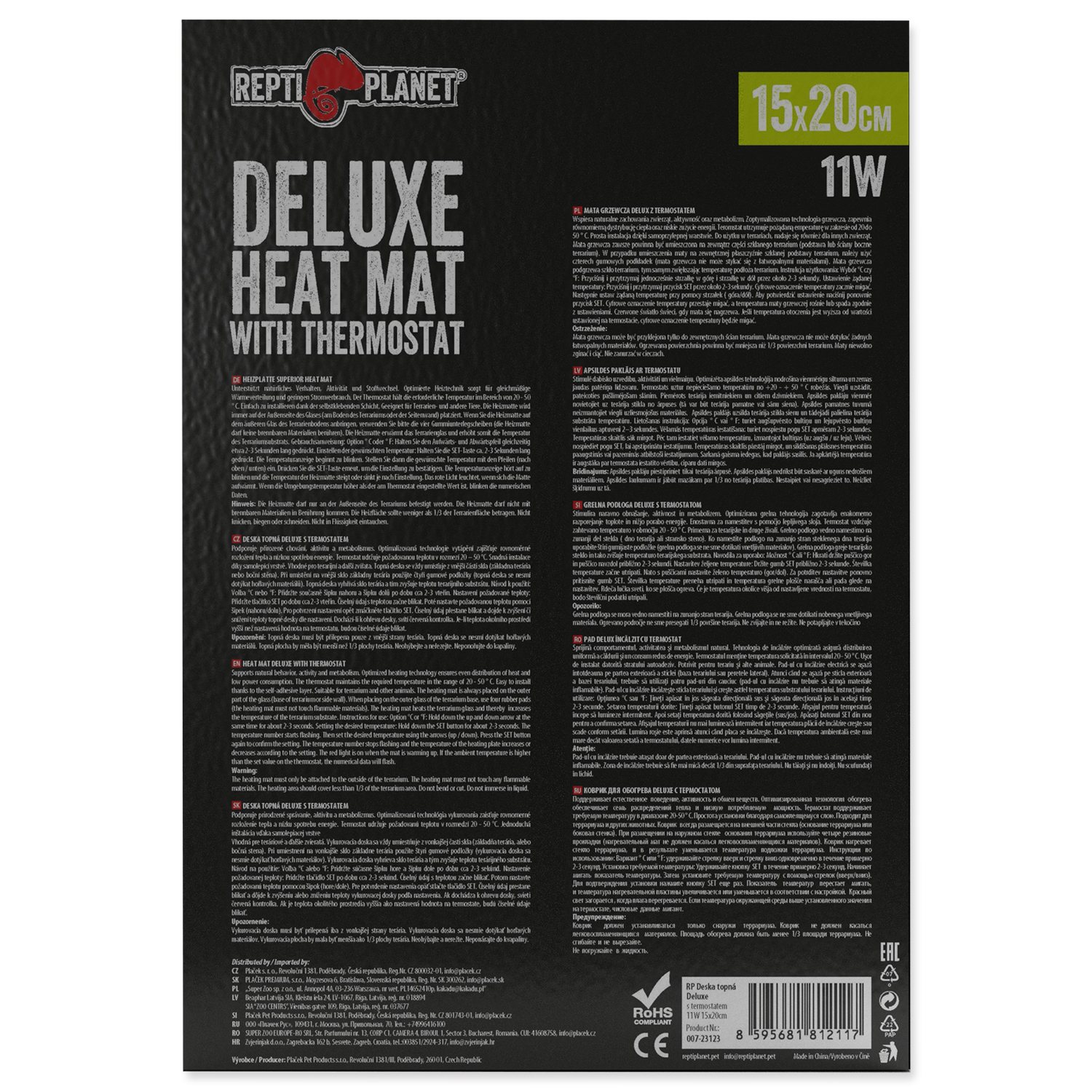 Deska topná Repti Planet Deluxe s termostatem 11W 15x20cm-KS