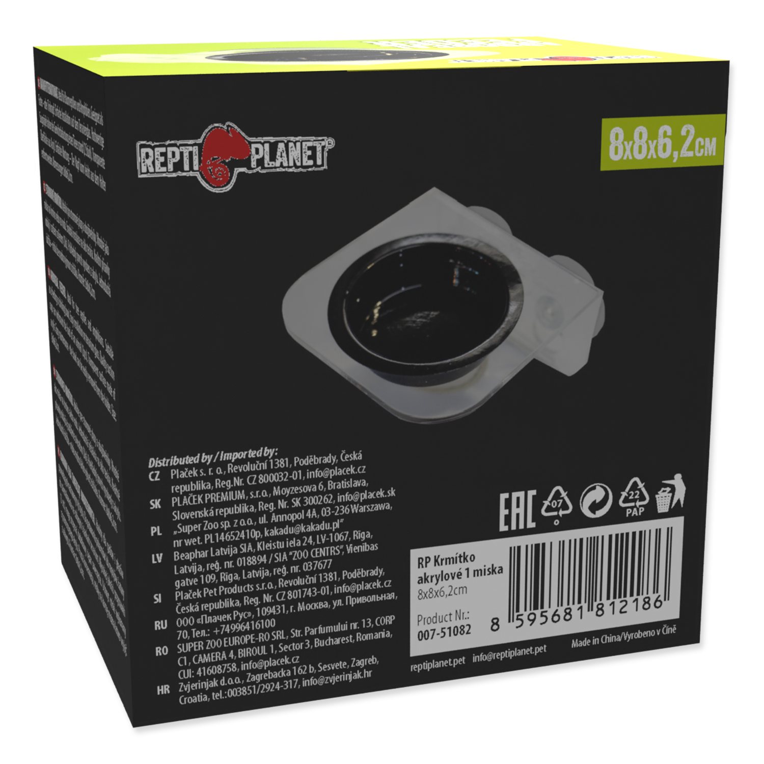 Krmítko Repti Planet akrylové 1 miska 8x8x6,2cm-KS