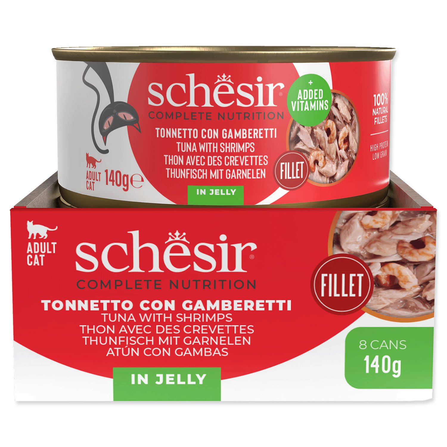 Konzerva SCHESIR tuňák a krevety v želé 140g-KS