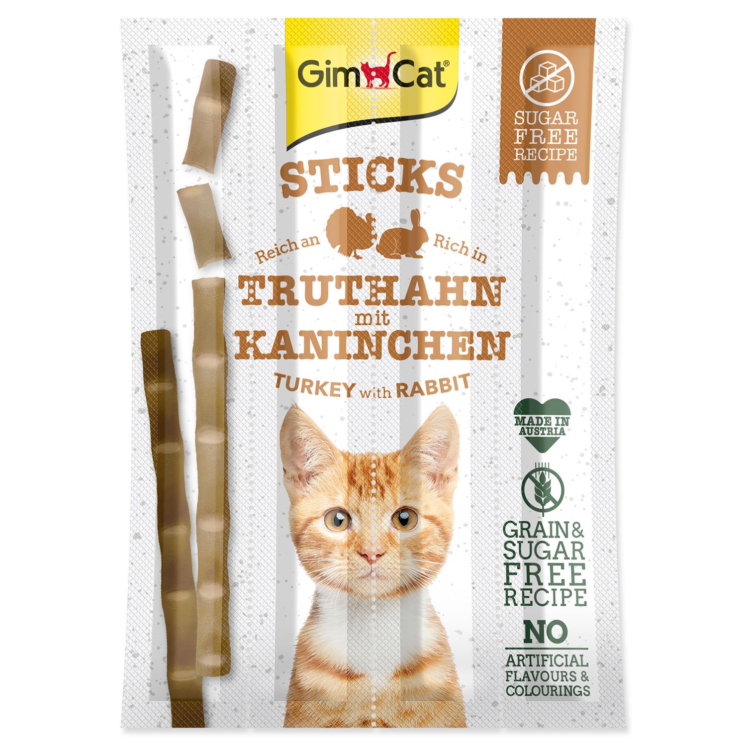 Pochoutka GimCat krůta a králík, tyčinky 4ks-KS