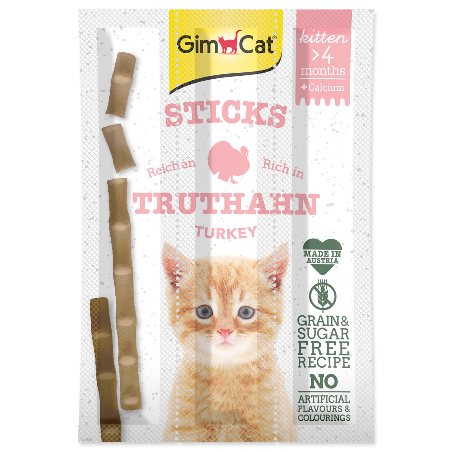 Pochoutka GimCatKitten krůta a vápník, tyčinky 3ks-KS