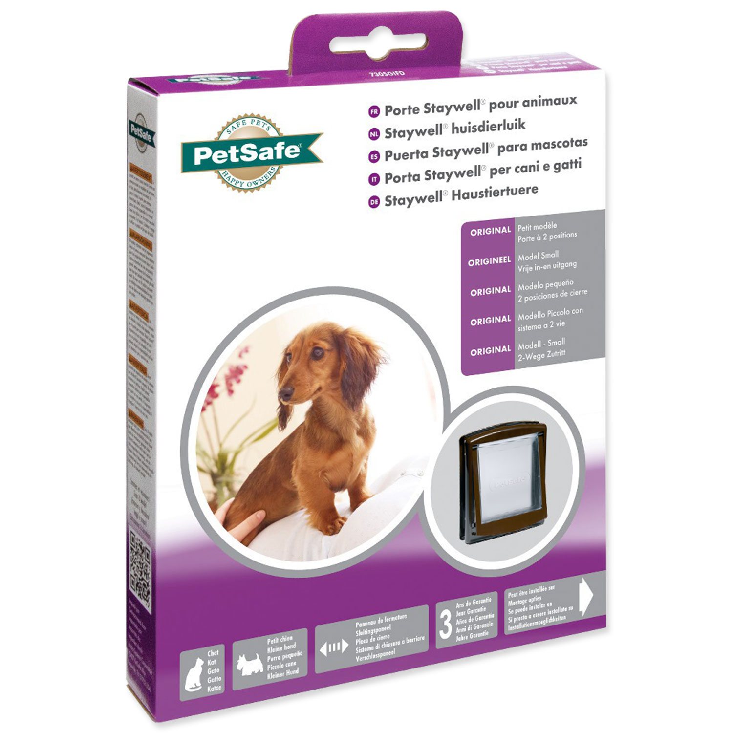 Dvířka PetSafe plastová s transparentním flapem hnědá, výřez 18,5x15,8cm-KS