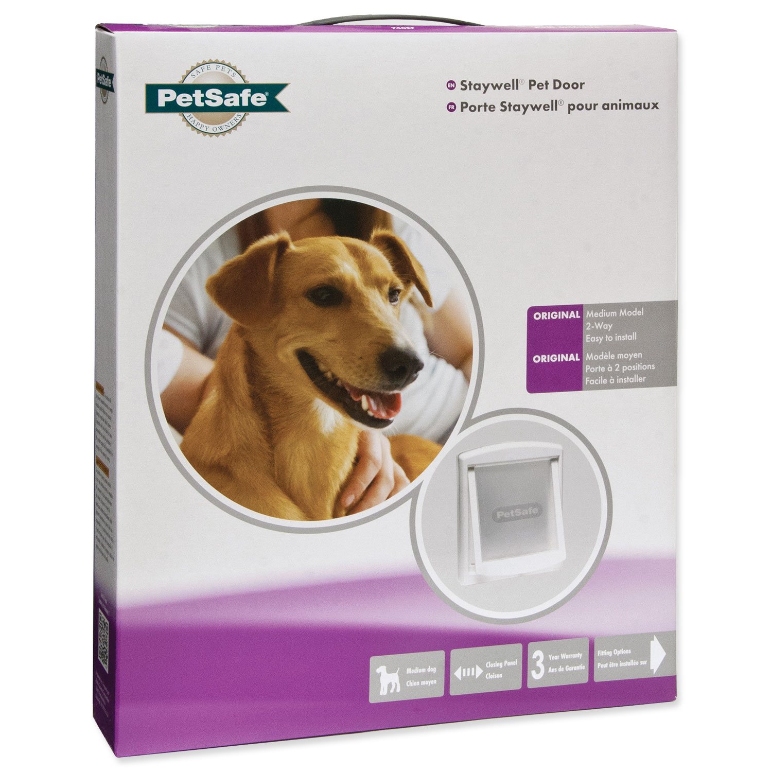 Dvířka PetSafe plastová s transparentním flapem bílá, výřez 28,1x23,7cm-KS