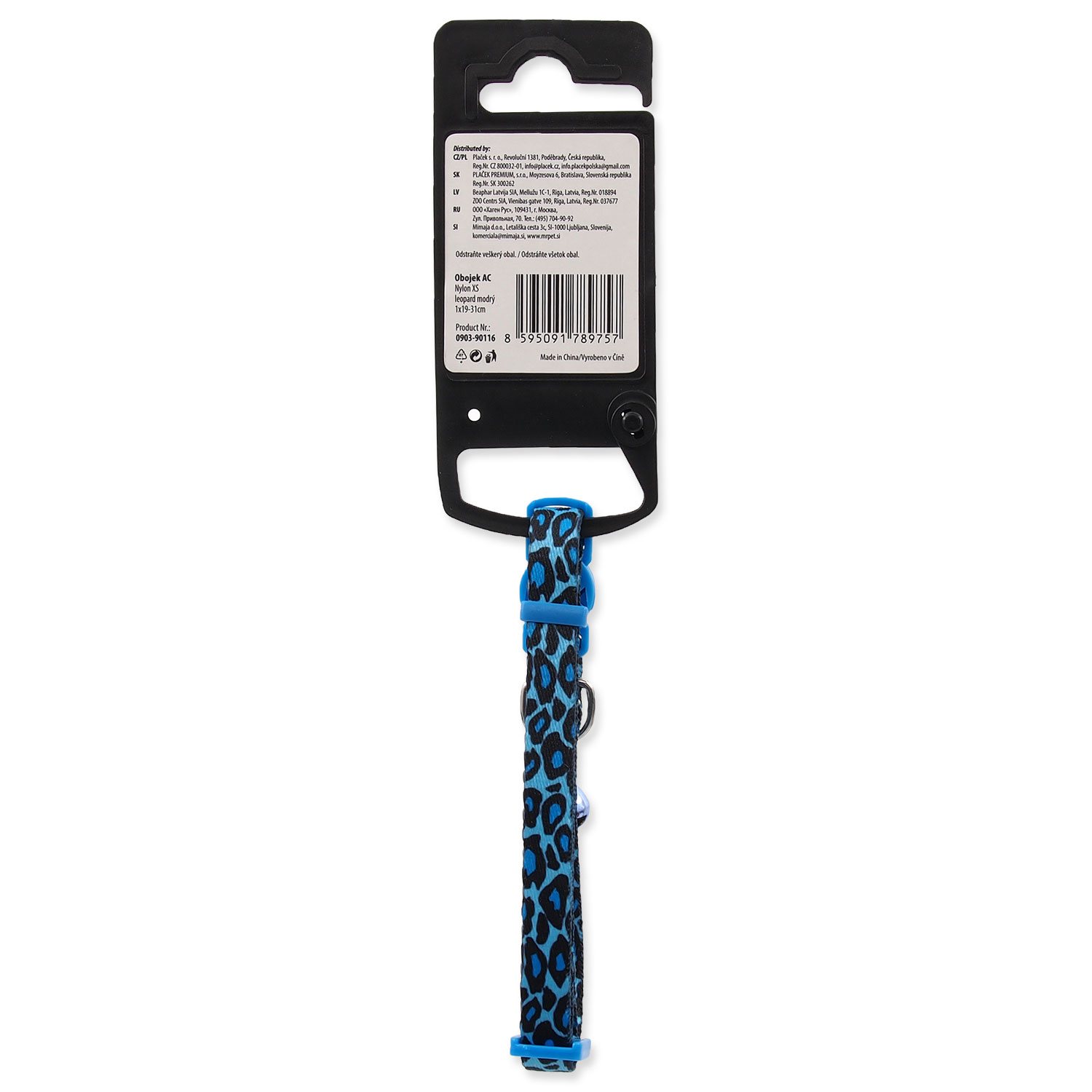Obojek Active Cat nylon XS leopard modrý 1x19-31cm-KS