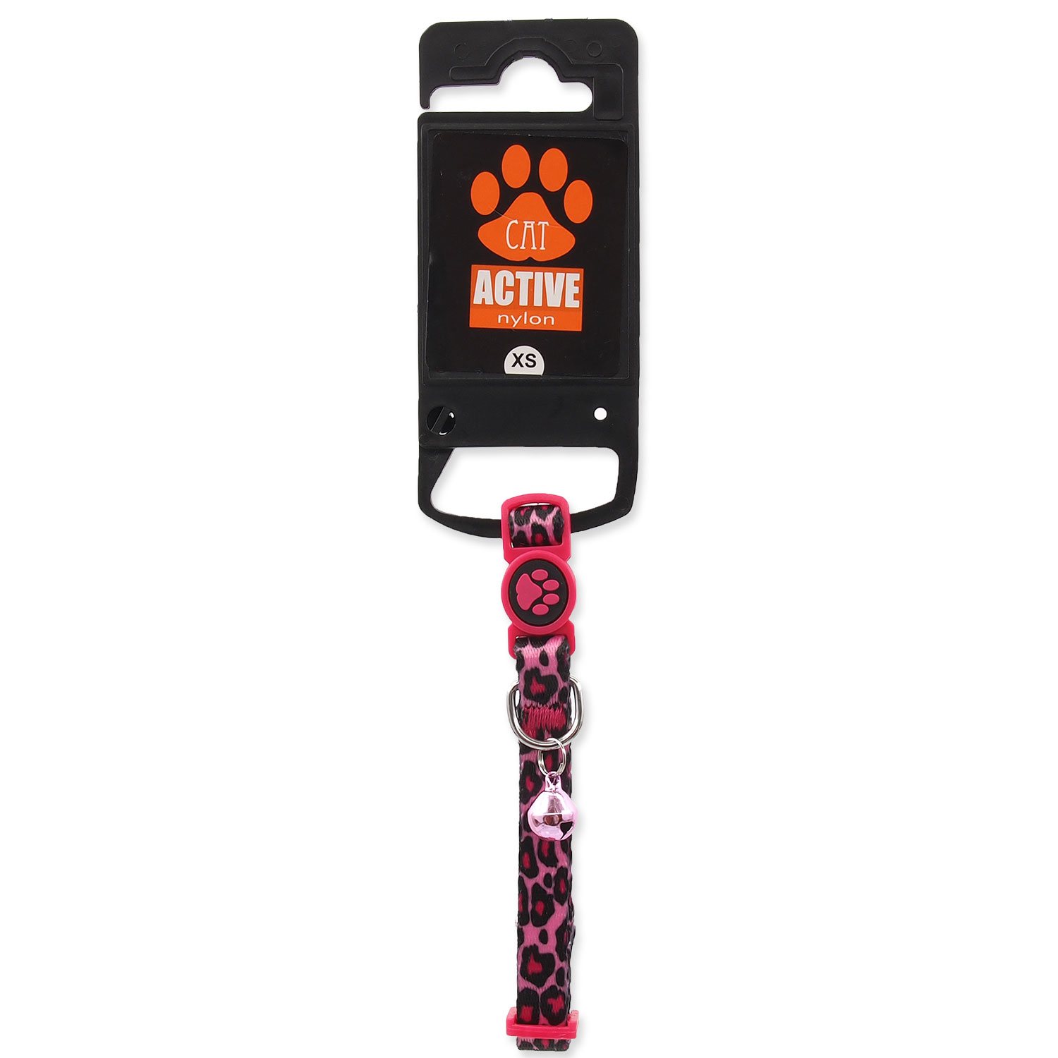 Obojek Active Cat nylon XS leopard růžový 1x19-31cm-KS