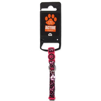 Obojek Active Cat nylon XS leopard růžový 1x19-31cm-KS
