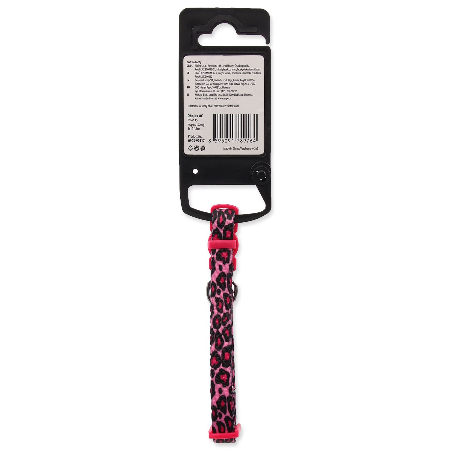 Obojek Active Cat nylon XS leopard růžový 1x19-31cm-KS