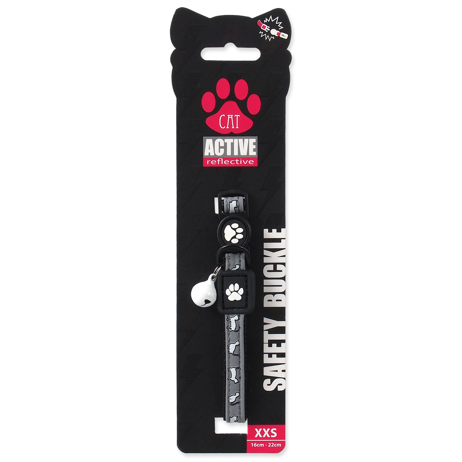 Obojek Active Cat Reflective XXS černý 1x16-22cm-KS