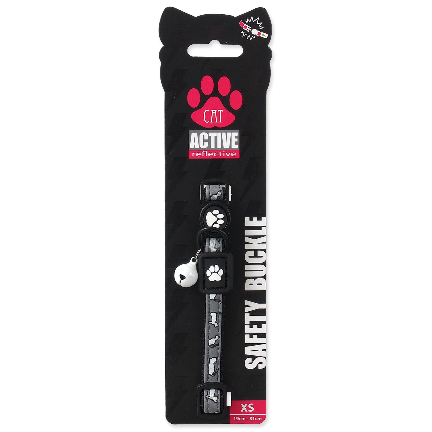 Obojek Active Cat Reflective XS černý 1x19-31cm-KS