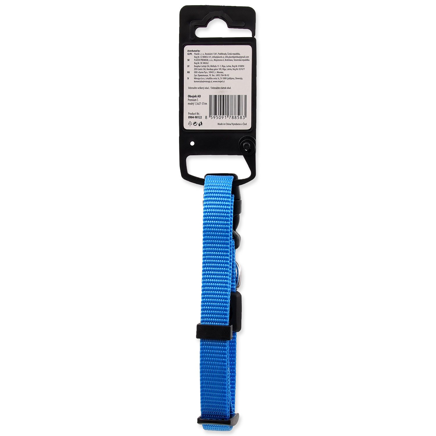 Obojek Active Dog Premium S modrý 1,5x27-37cm