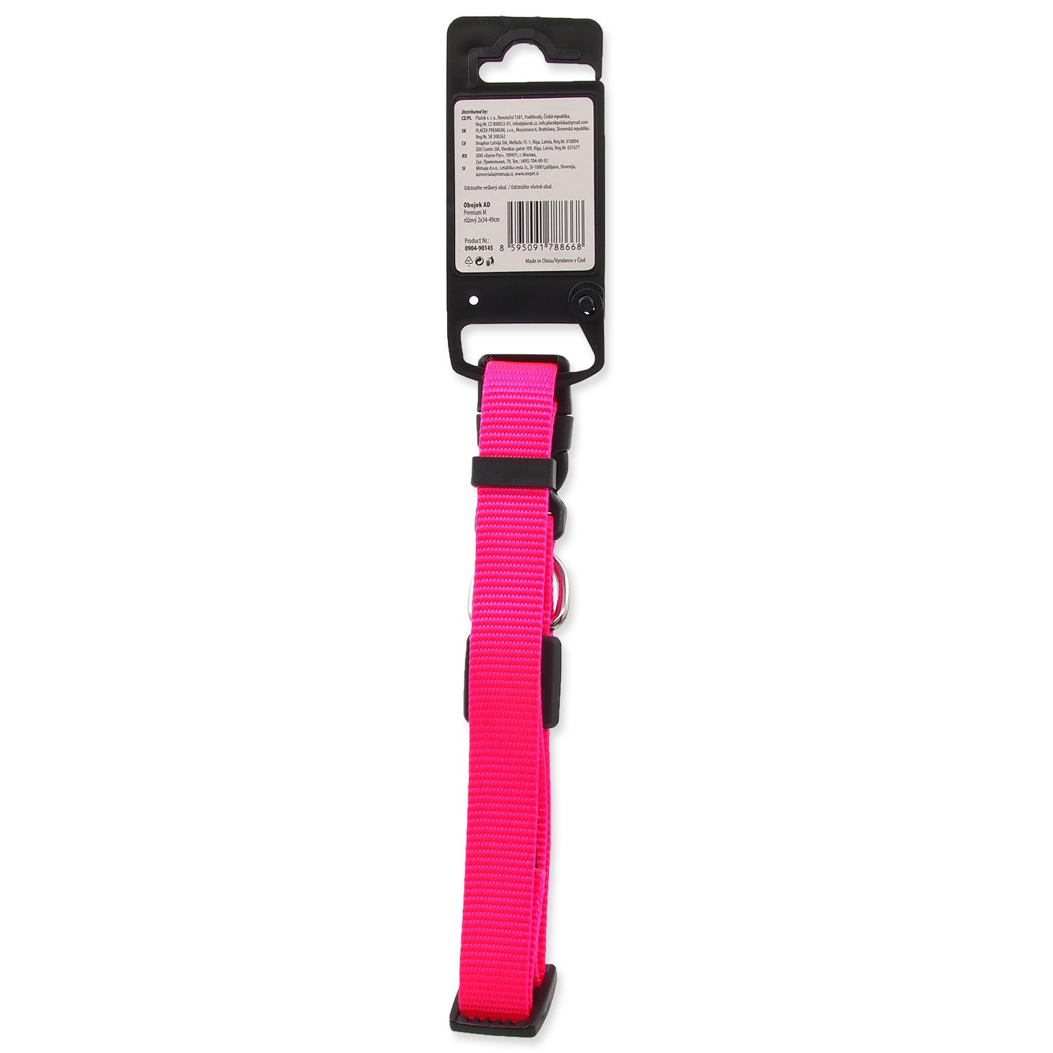 Obojek Active Dog Premium M růžový 2x34-49cm-KS