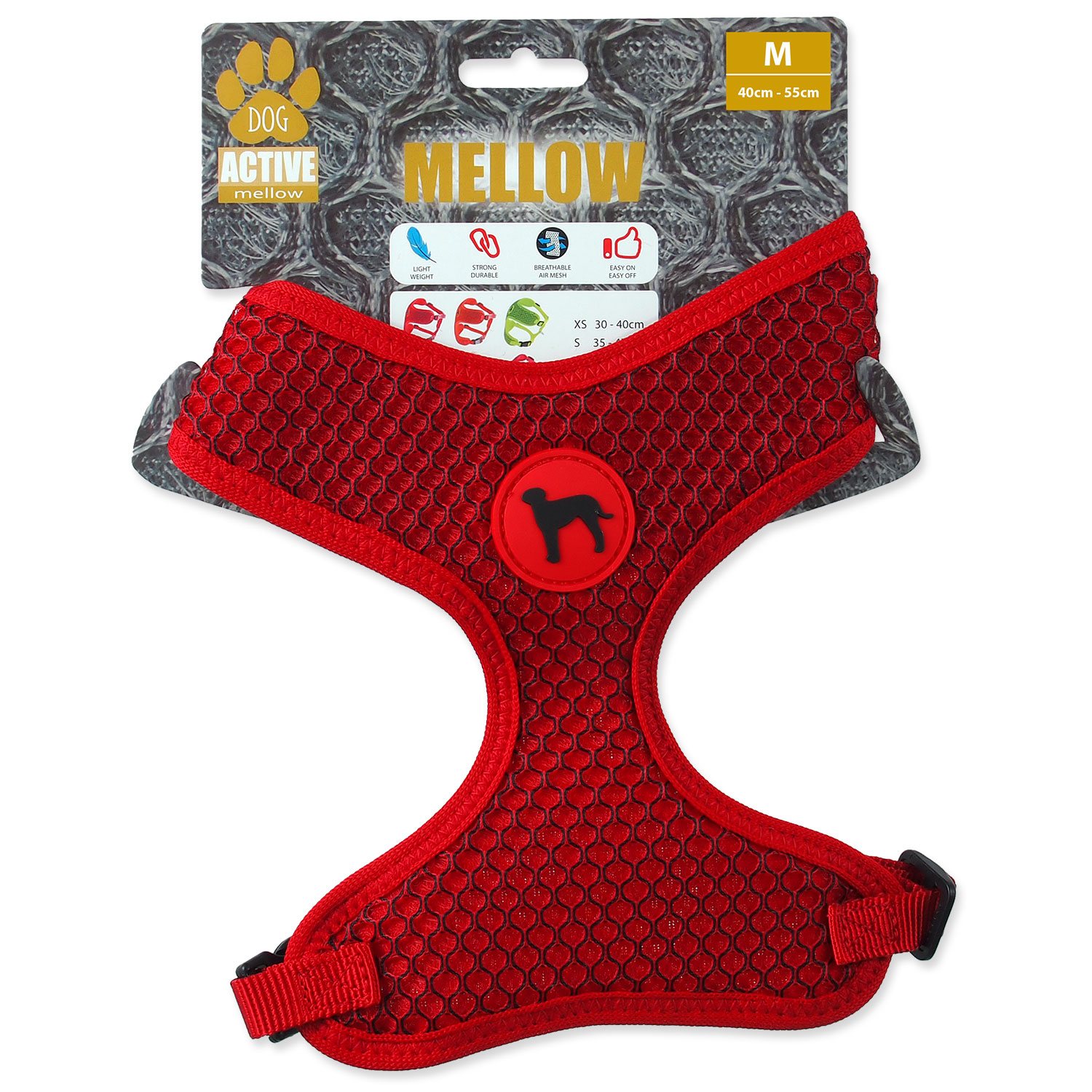 Postroj Active Dog Mellow M červený 1,5x40-55cm-KS