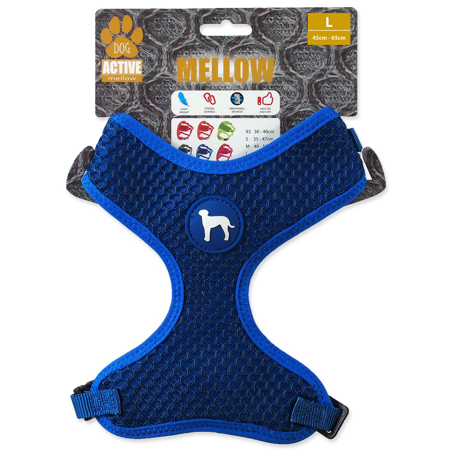Postroj Active Dog Mellow L tm. modrý 2x45-65cm-KS