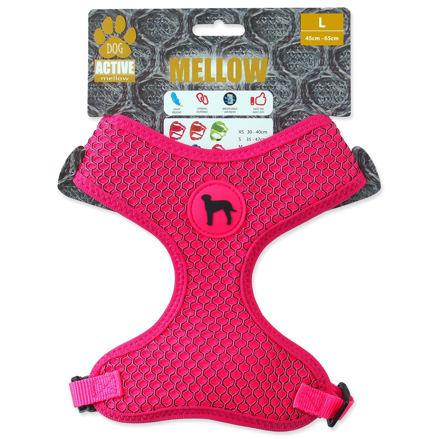 Postroj Active Dog Mellow L růžový 2x45-65cm-KS