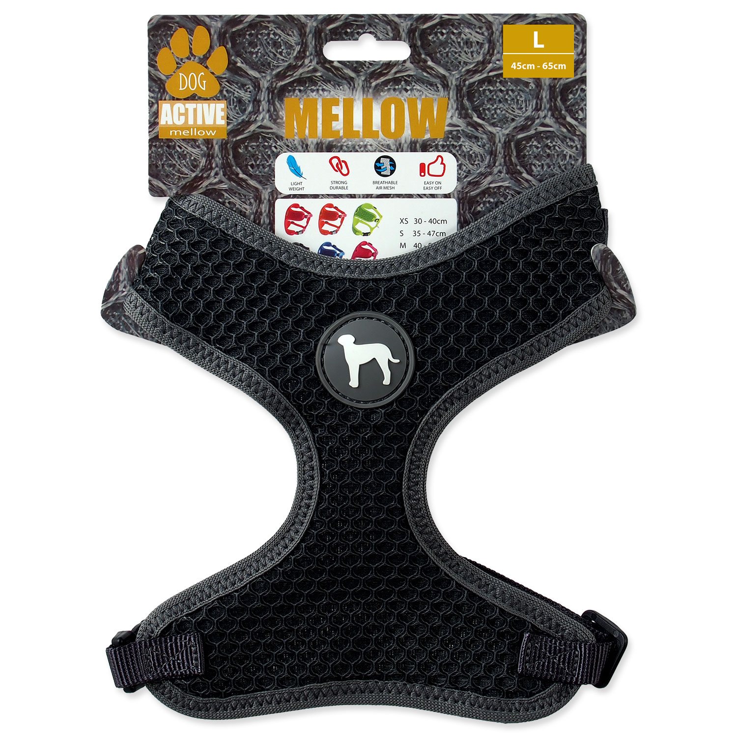 Postroj Active Dog Mellow L šedý 2x45-65cm-KS