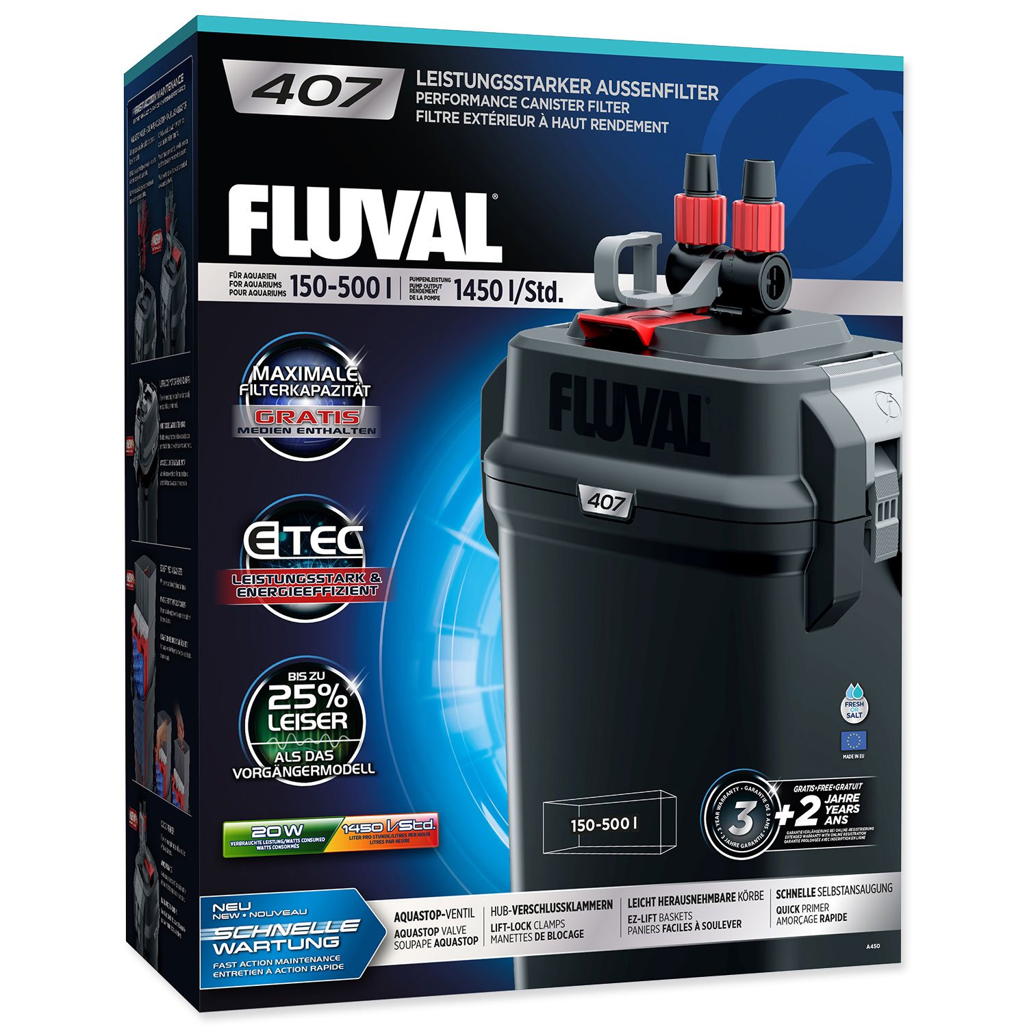 Filtr Fluval 407 vnější, 1450l/h, 20W-KS
