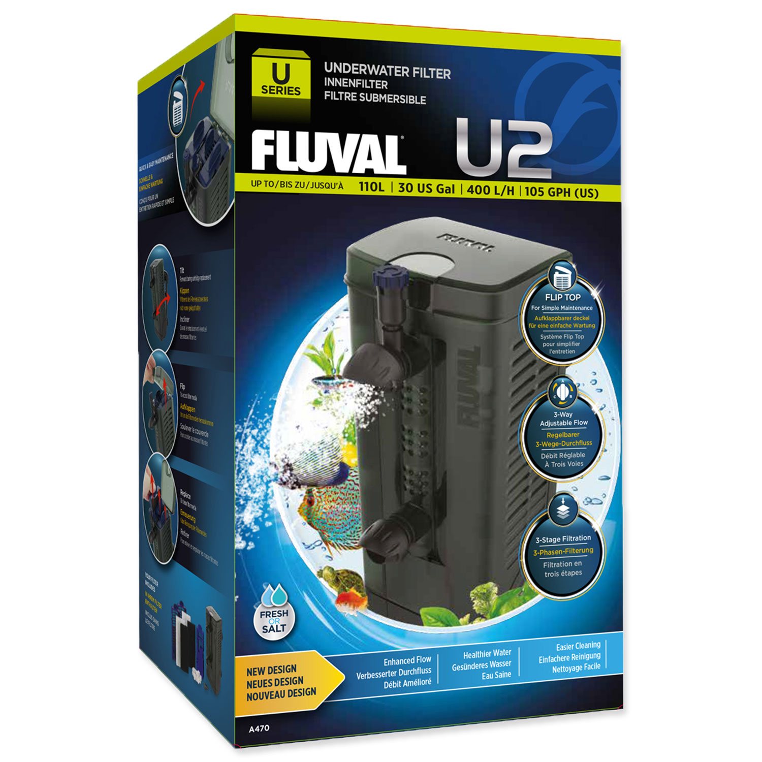 Filtr Fluval U2 vnitřní, 400l/h-KS