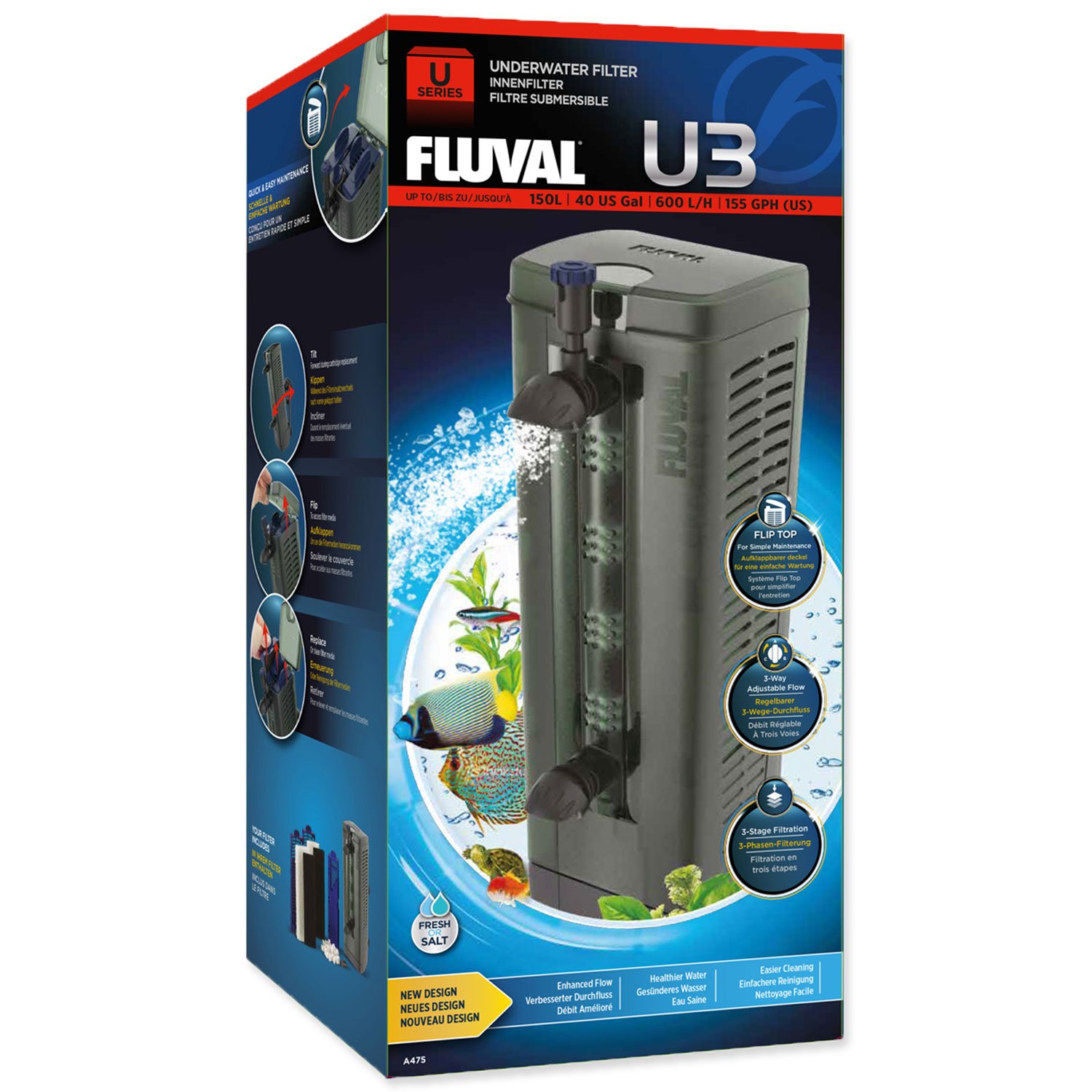 Filtr Fluval U3 vnitřní, 600l/h
