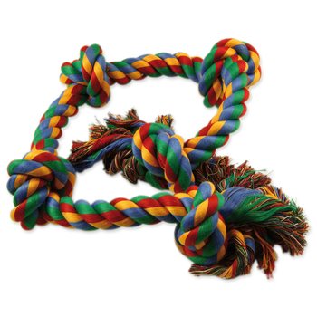 Hračka Dog Fantasy uzel bavlněný barevný 5 knotů 95cm-KS
