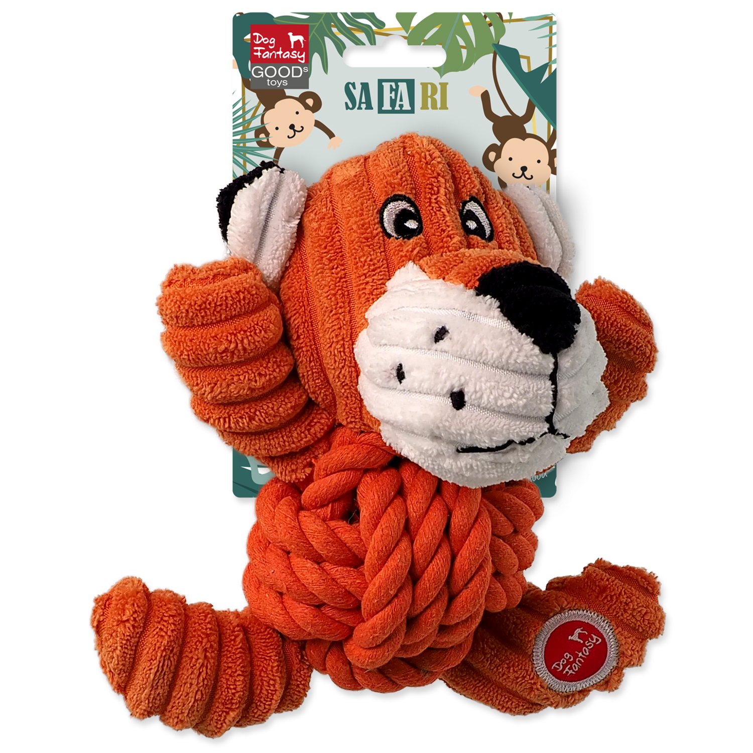 Hračka Dog Fantasy Safari tygr s uzlem pískací 18cm-KS