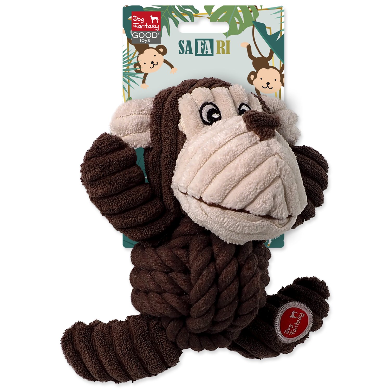 Hračka Dog Fantasy Safari opice s uzlem pískací 18cm-KS