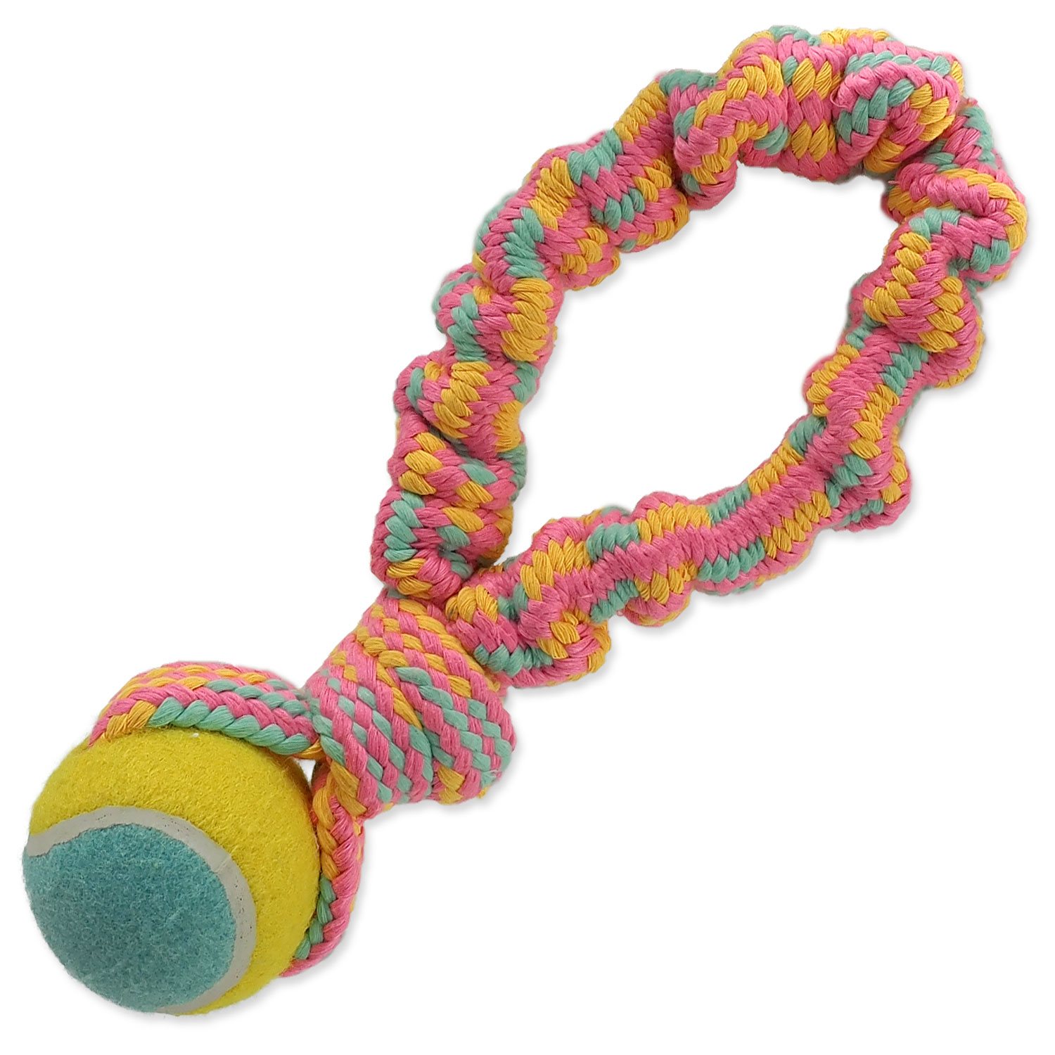 Hračka Dog Fantasy přethovadlo s tenisákem barevný vzor 1, 28cm-KS
