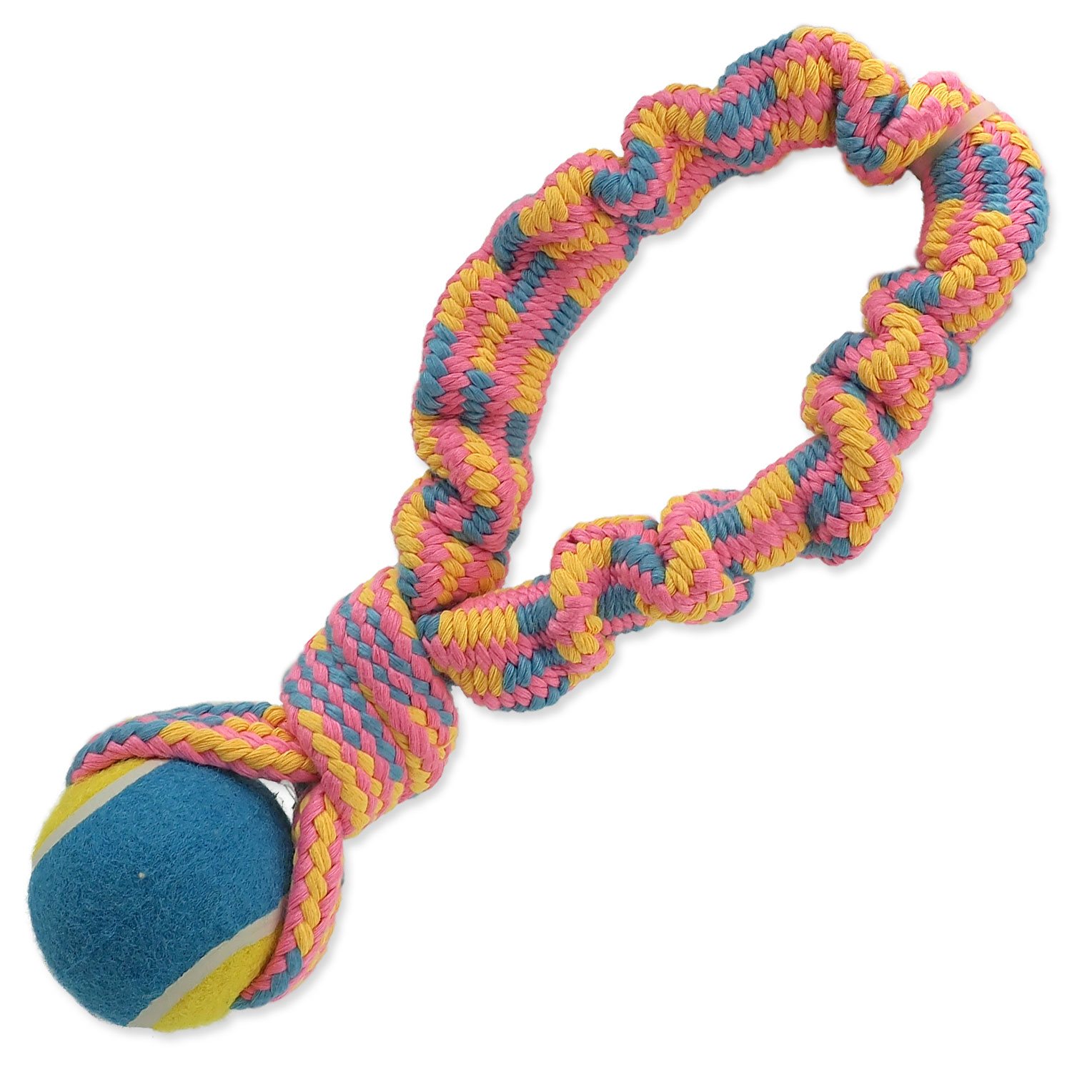 Hračka Dog Fantasy přethovadlo s tenisákem barevný vzor 2, 28cm-KS