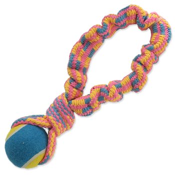 Hračka Dog Fantasy přethovadlo s tenisákem barevný vzor 2, 28cm-KS