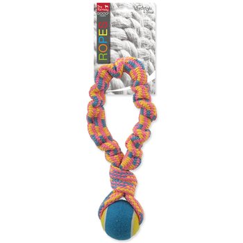Hračka Dog Fantasy přethovadlo s tenisákem barevný vzor 2, 28cm-KS