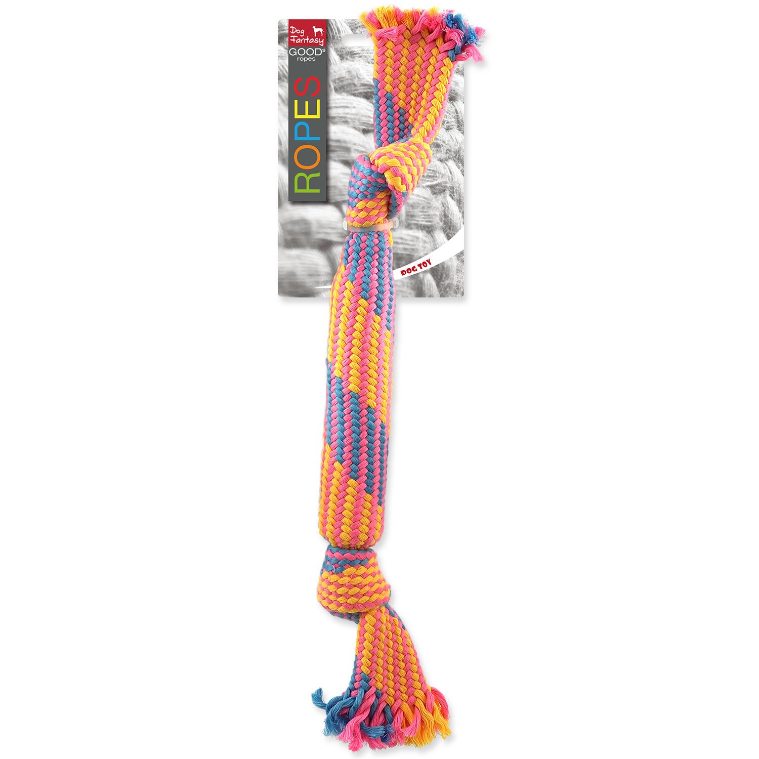 Hračka Dog Fantasy přethovadlo se zvukem barevný vzor 2, 2 knoty 40cm-KS
