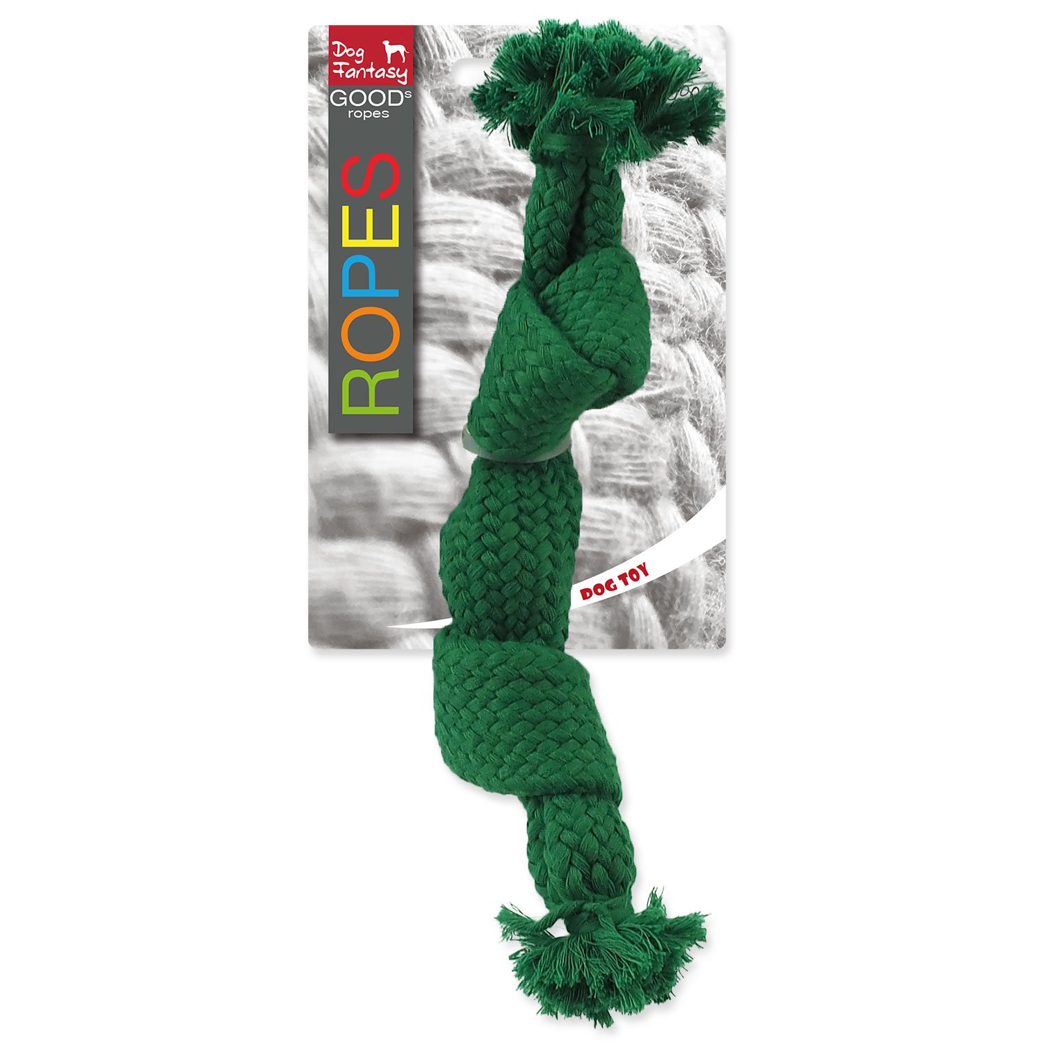 Hračka Dog Fantasy uzel pískací zelený 2 knoty 22cm-KS