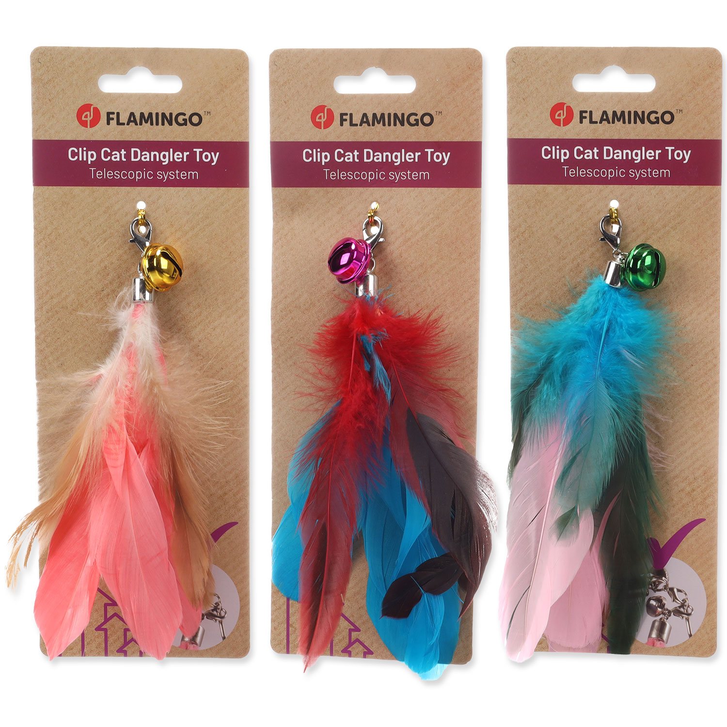 Hračka Flamingo Maud peří k šidítku mix barev 20 cm-KS