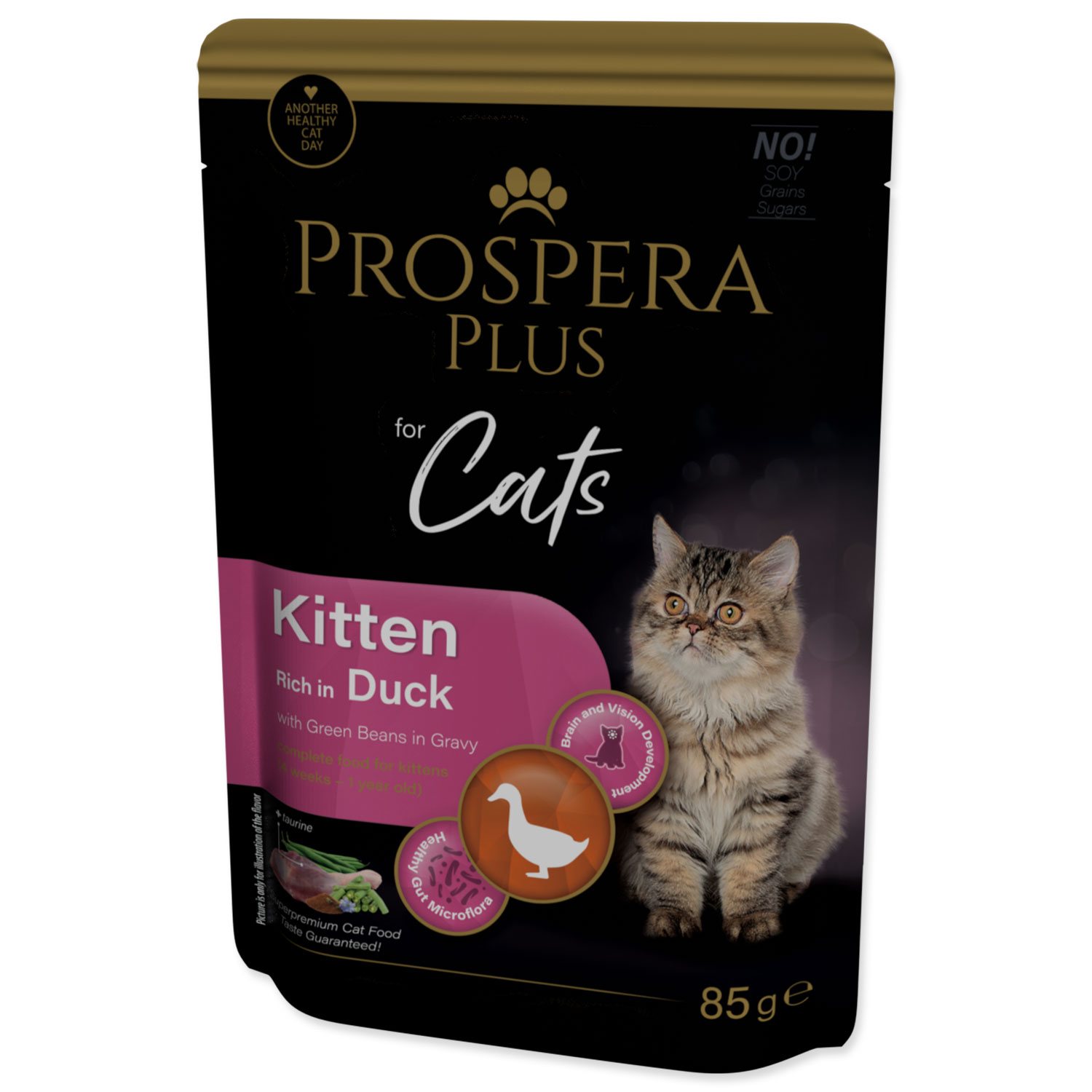 Kapsička Prospera Plus Kitten, Duck, Green Beans 85g