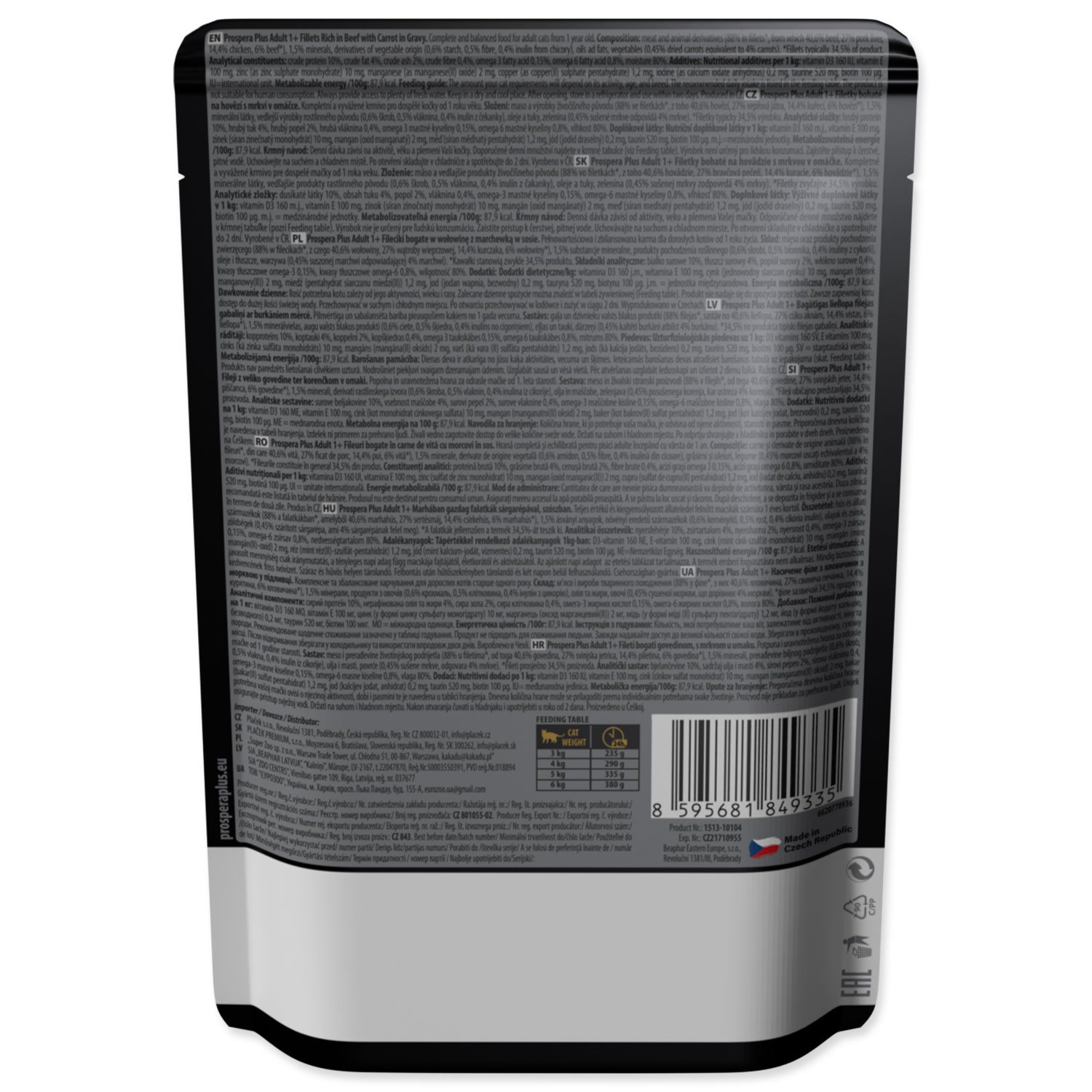 Kapsička Prospera Plus Adult 1+, Beef, Carrot 85g-KS