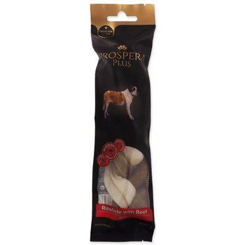 Pochoutka Prospera Plus Surová kůže s hovězím pletená tyčinka 1ks 17,5cm-KS