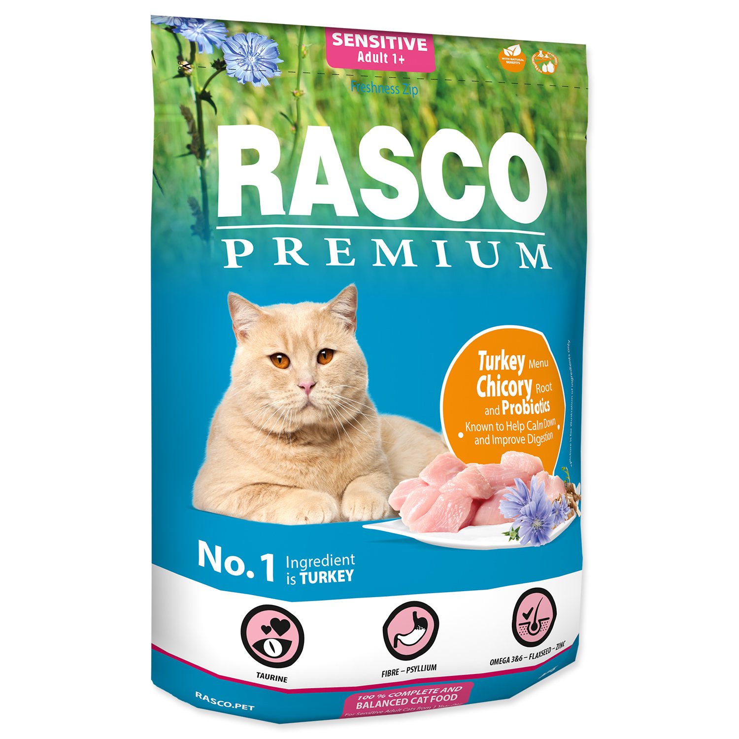 Krmivo Rasco Premium Sensitive krůta s kořenem čekanky a probiotiky 0,4kg-KS