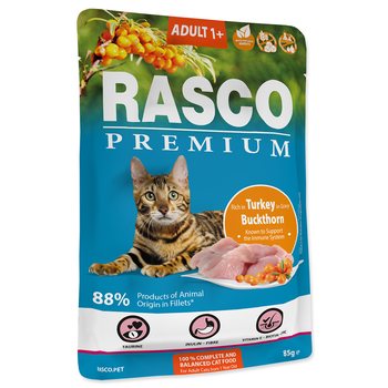 Kapsička Rasco Premium Adult krůta s rakytníkem 85g-KARTON
