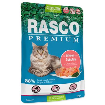 Kapsička Rasco Premium Sterilized losos se spirulinou 85g-KARTON