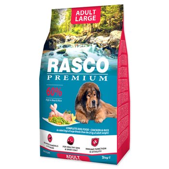 Krmivo Rasco Premium Adult Large kuře s rýží 3kg-KS