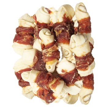 Pochoutka Rasco Premium buvolí kůže s kachním, uzly 5cm 230g-KS