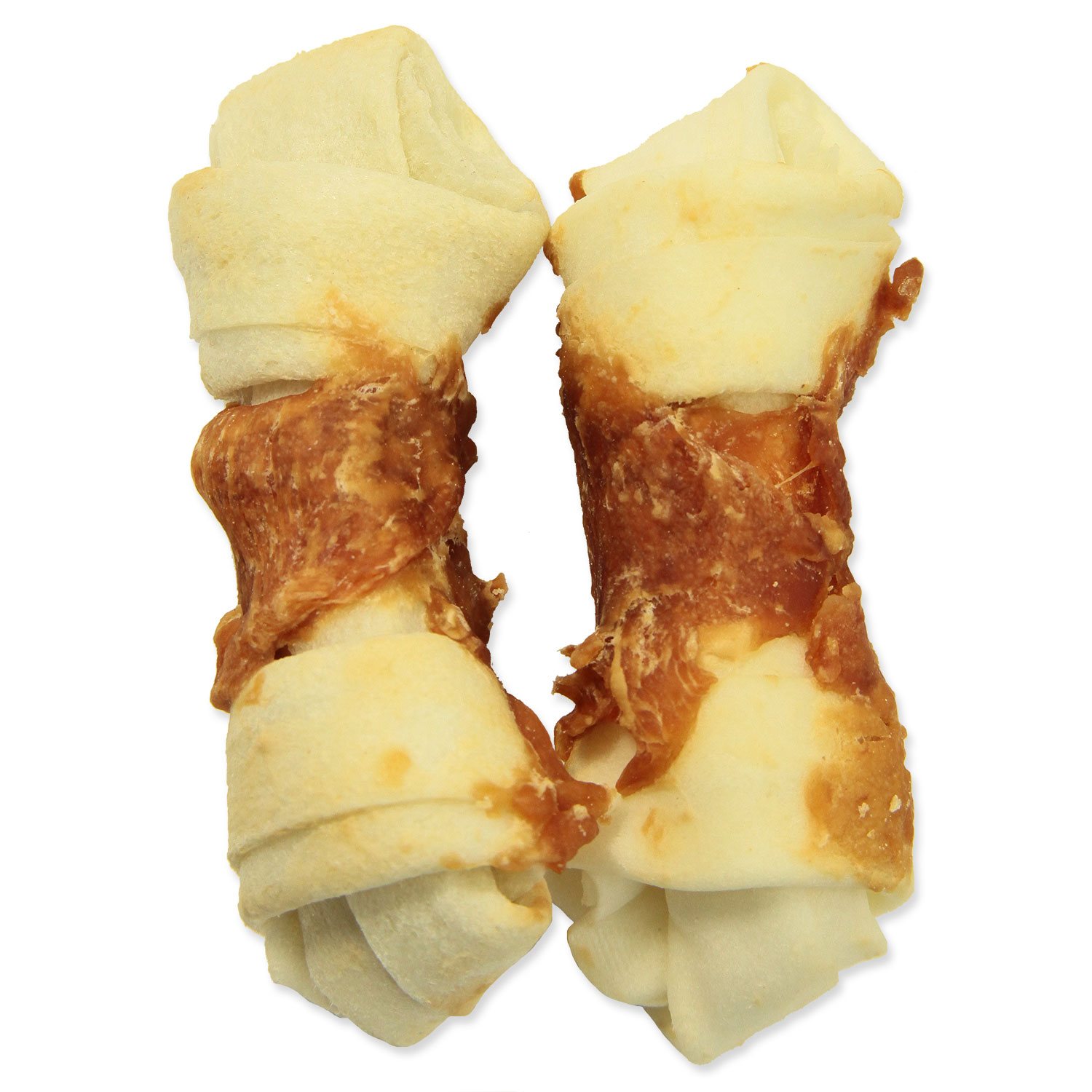 Pochoutka Rasco Premium buvolí kůže obalená kuřecím, uzly 11cm 80g