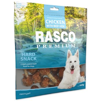Pochoutka Rasco Premium buvolí kůže obalená kuřecím, paličky 500g-KS