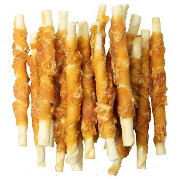 Pochoutka Rasco Premium buvolí kůže obalená kuřecím, tyčinky 230g-KS