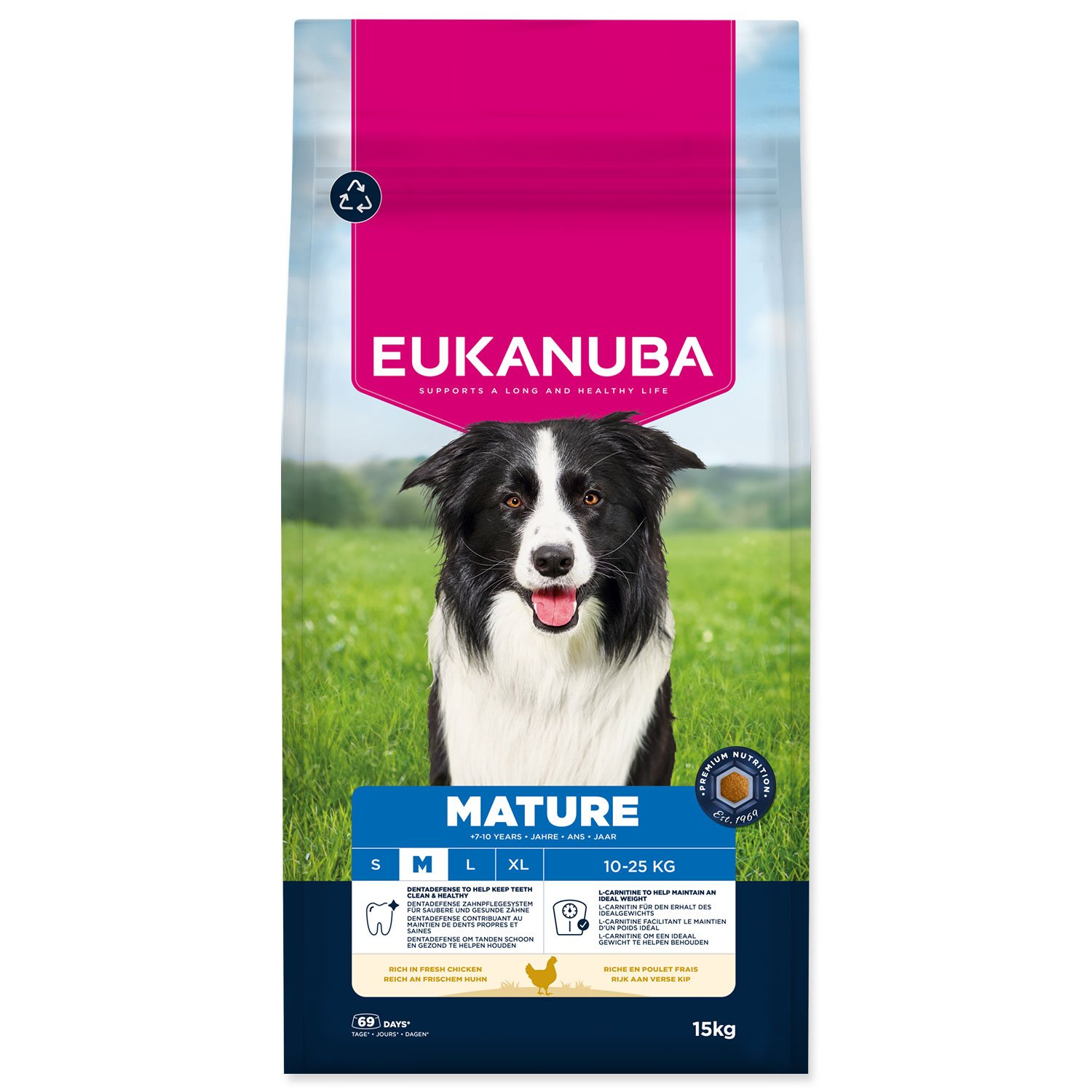 Krmivo EUKANUBA Mature Medium rich in fresh chicken 15kg